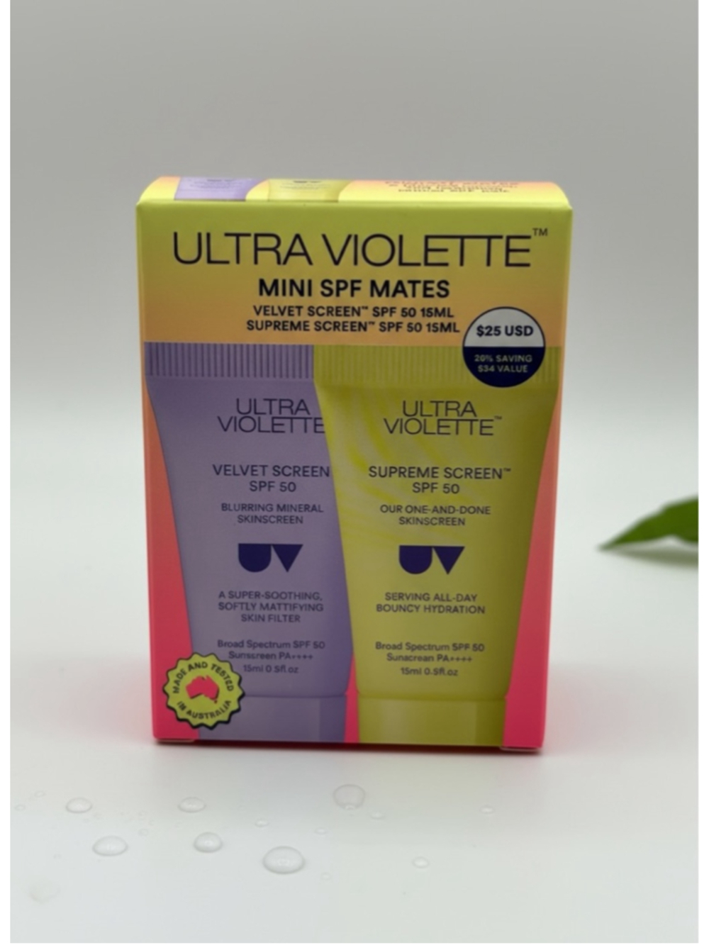 Ultra Violette Mini SPF Mates Set SPF 50 Velvet Screen & Supreme Screen 15ml NIB